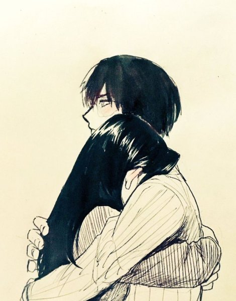 Парень обнимает девушку арт