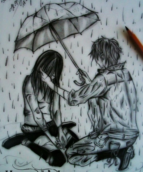 Рисунки карандашом грустные про любовь