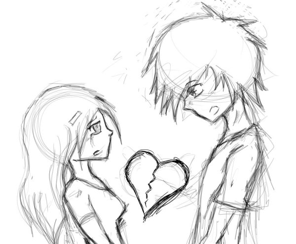 Разбитая любовь карандашом