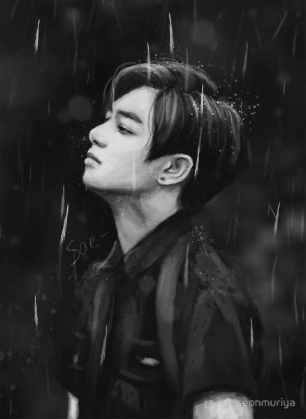 Чон Чонгук под дождем