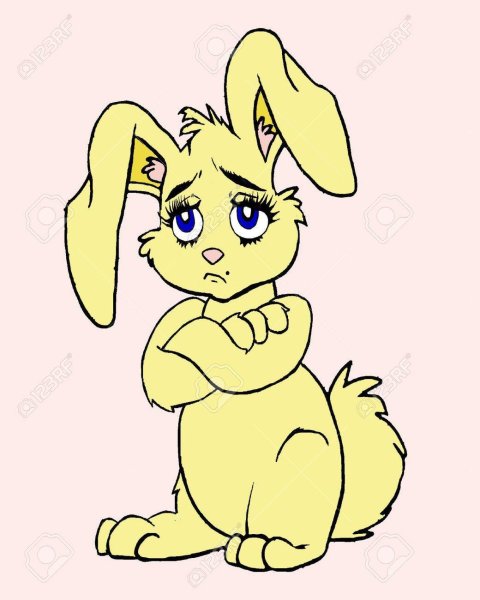 Мультяшный печальный заяц