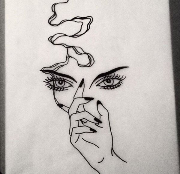 Девушка с сигаретой эскиз