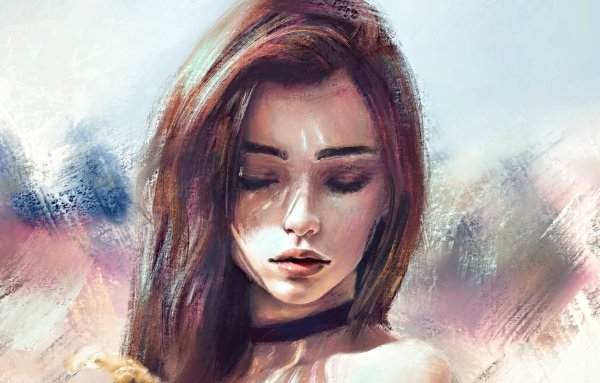 Девушка с закрытыми глазами арт