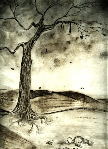 Страшный пейзаж карандашом
