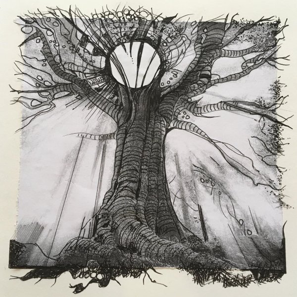 Фантастическое дерево карандашом