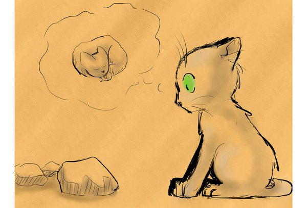 Рисунок кошки легкий