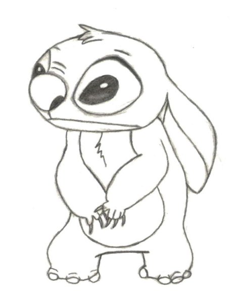 Грустный Стич рисунки Каранда