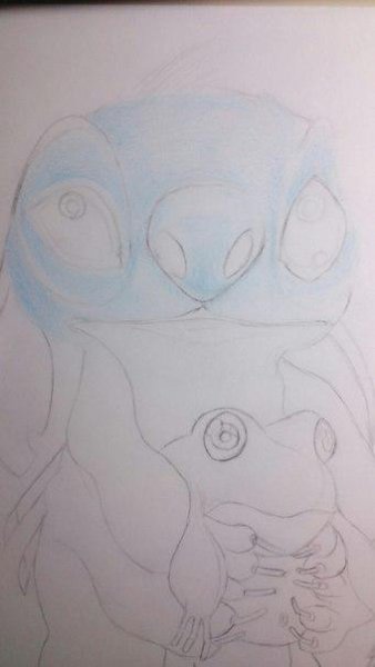 Рисунки карандашом грустного Стича