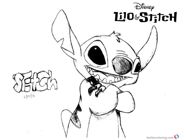 Грустный Стич карандашом