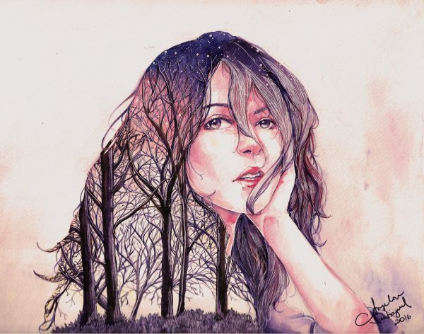 Портрет печальной девушки