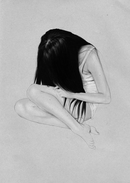 Грустная девушка рисунок