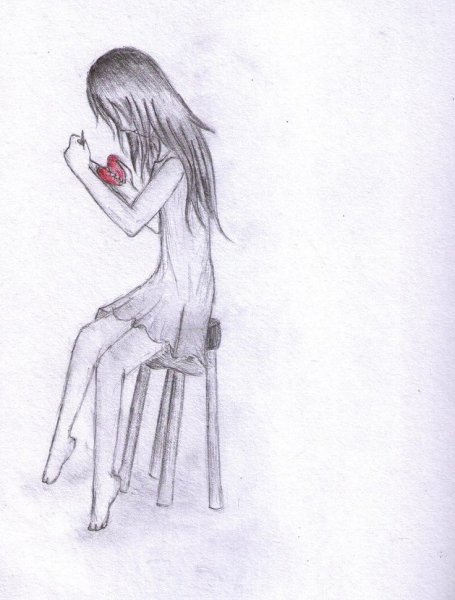 Срисовка девочки с разбитым сердцем легко