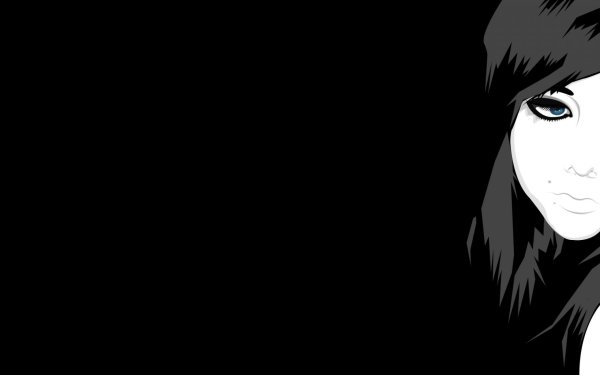 Девушка на чёрном фоне арт