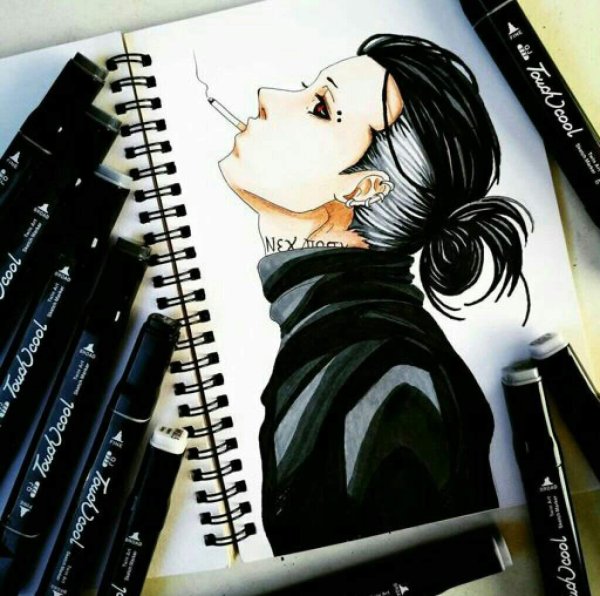 Арты черным маркером