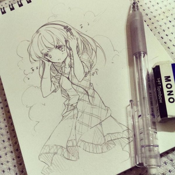 Скетчбук аниме карандашом