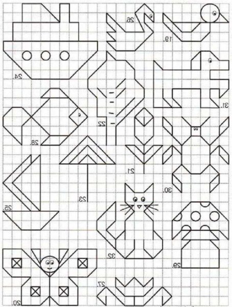 Узоры по клеточкам в тетради