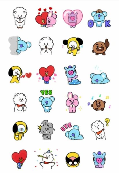 BTS наклейки Стикеры bt21