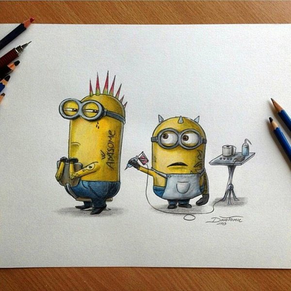 Рисунки для срисовки прикольные Миньоны