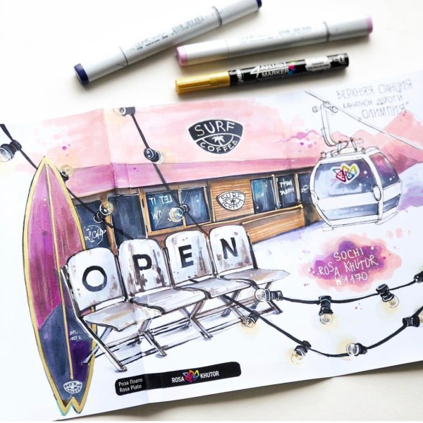 Рисунки маркерами для скетчинга