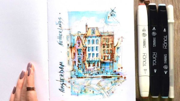 Рисунки маркерами для скетчинга дом