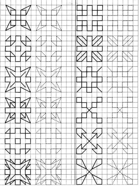 Узоры в клеточку в тетради