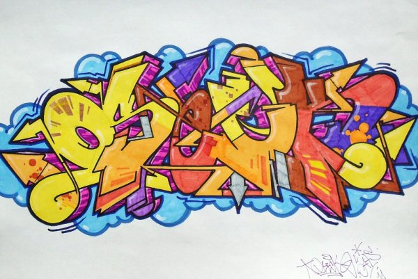 Классные граффити на бумаге
