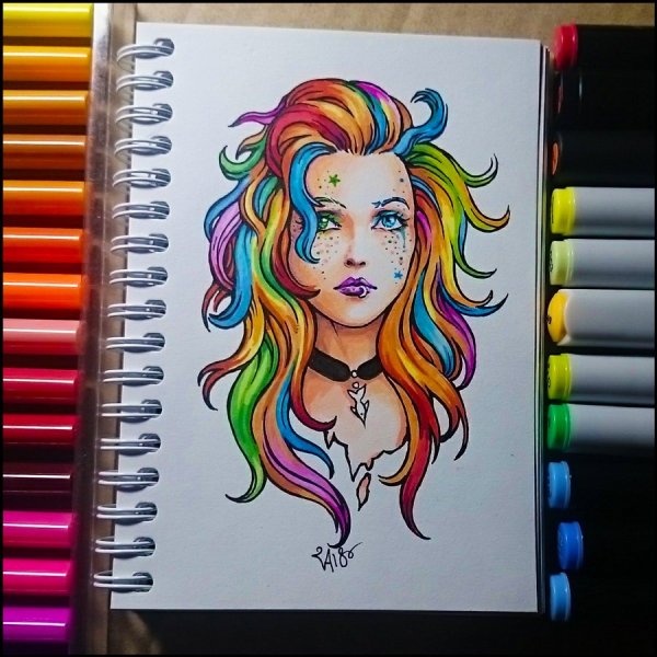 Рисование людей маркерами для скетчбука