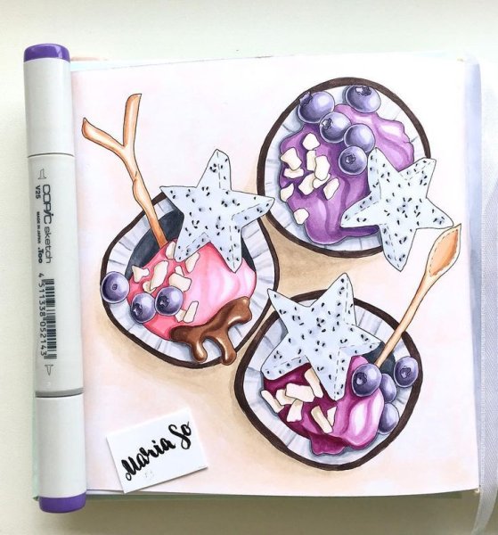 Рисунки в скетчбуке лёгкие еда