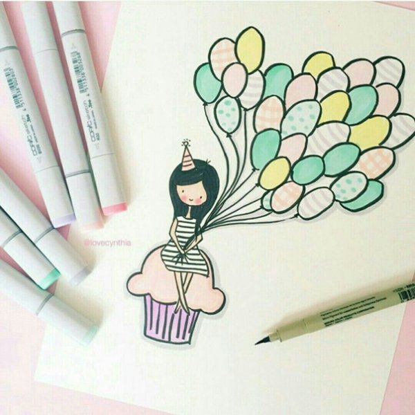 Рисунки для срисовки фломастерами для начинающих