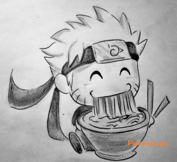 Наруто Чиби карандашом