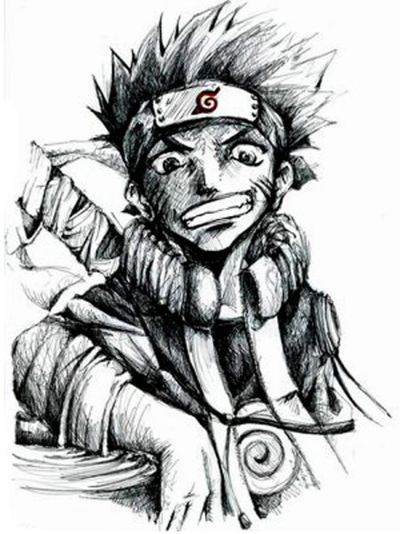 Наруто рисунок ручкой