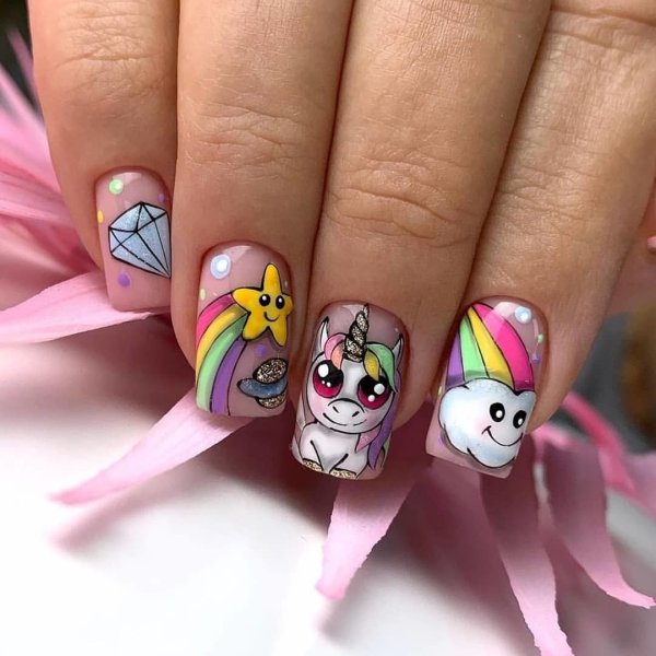 Ногти с мультяшками