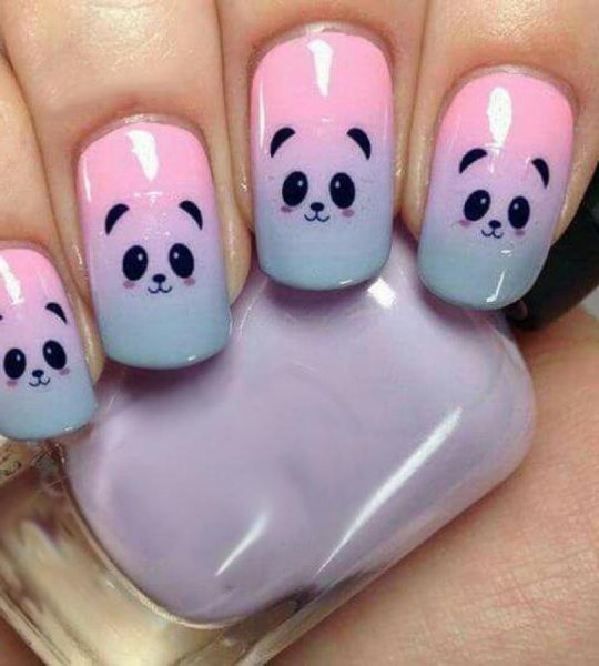 Маникюр на короткие ногти с мордочками