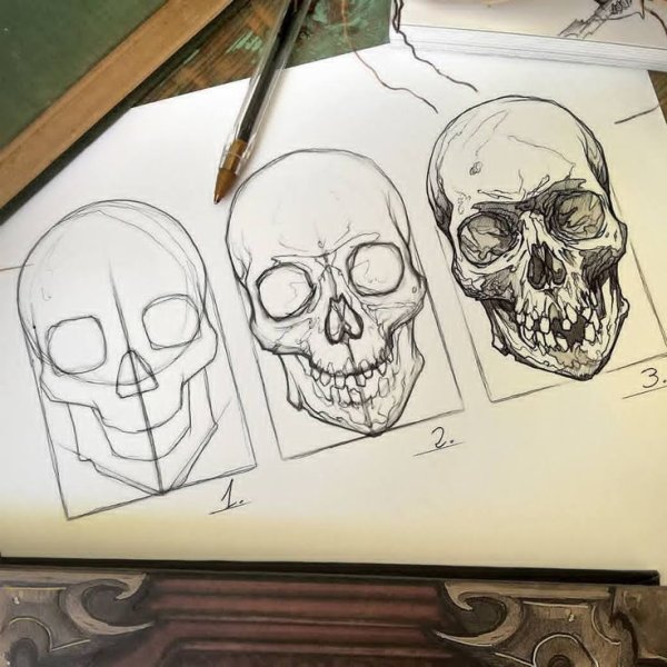 Байкерские рисунки с черепами