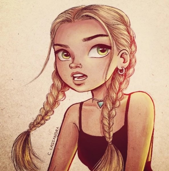 Нарисованная девушка в очках