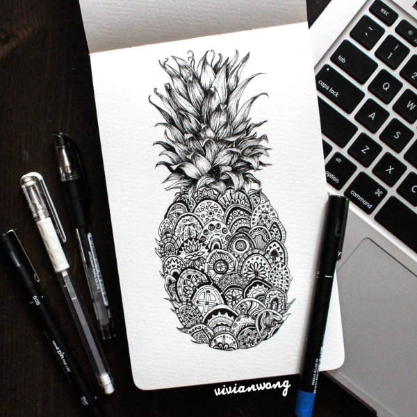 Скетчбук гелевой ручкой