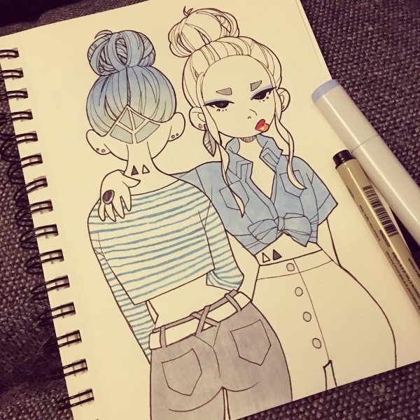 Рисунки для скетчбука лёгкие девушки