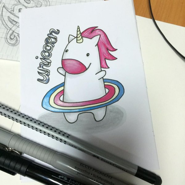 Единорог маркерами
