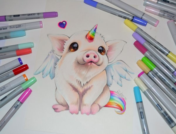 Скетчи маркерами животные