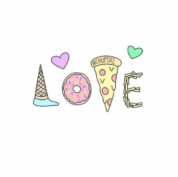 надпись LOVE из еды