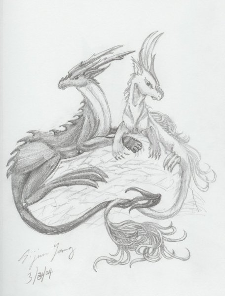 Арты драконов карандашом