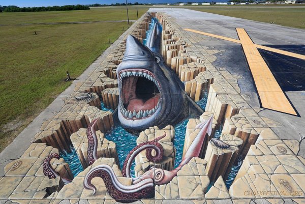 Оптические иллюзии на асфальте