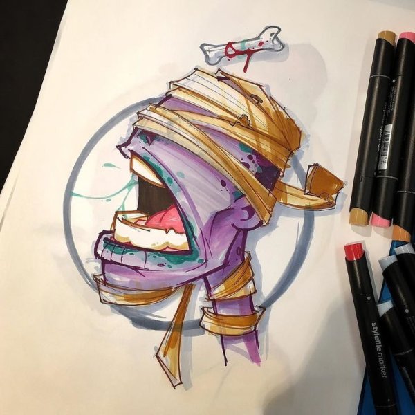 Скетчи маркерами стиль