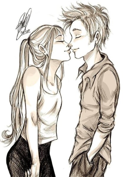 Парень и девушка карандашом