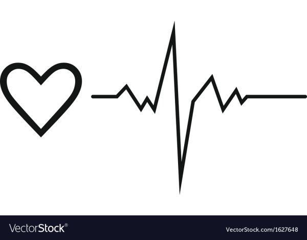 Кардиограмма с сердцем эскиз
