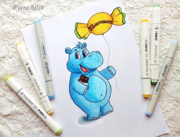 Простые скетчи маркерами для детей