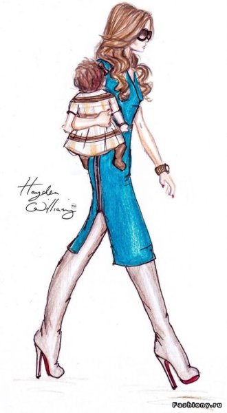 Девушка в платье цветными карандашами