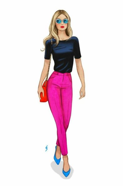 Модные девочки карандашом