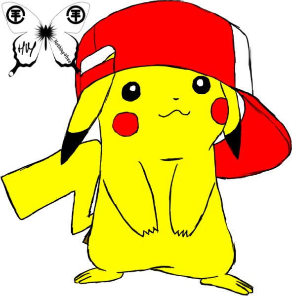 Пикачу в цвете с кепкой