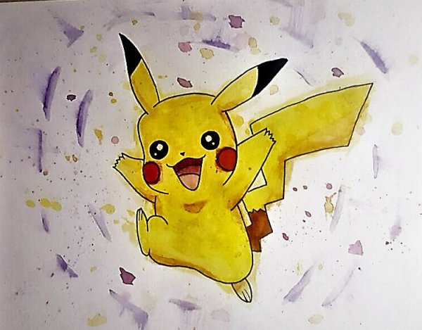 Пикачу акварелью